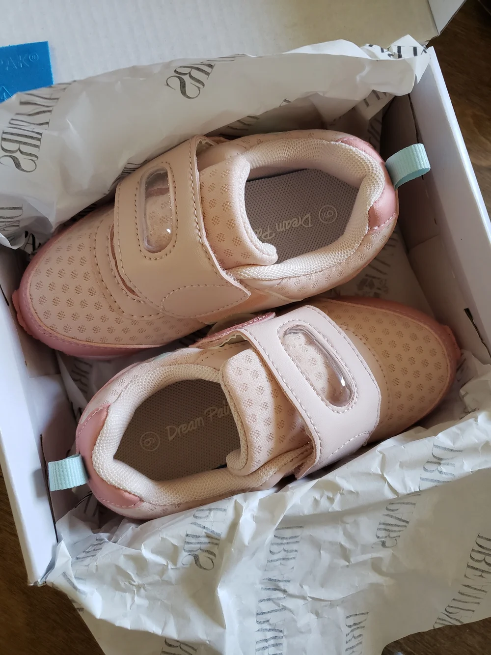 Dream Pairs Pink and Light Blue Kids Hook-and-Loop Sneakers 9T